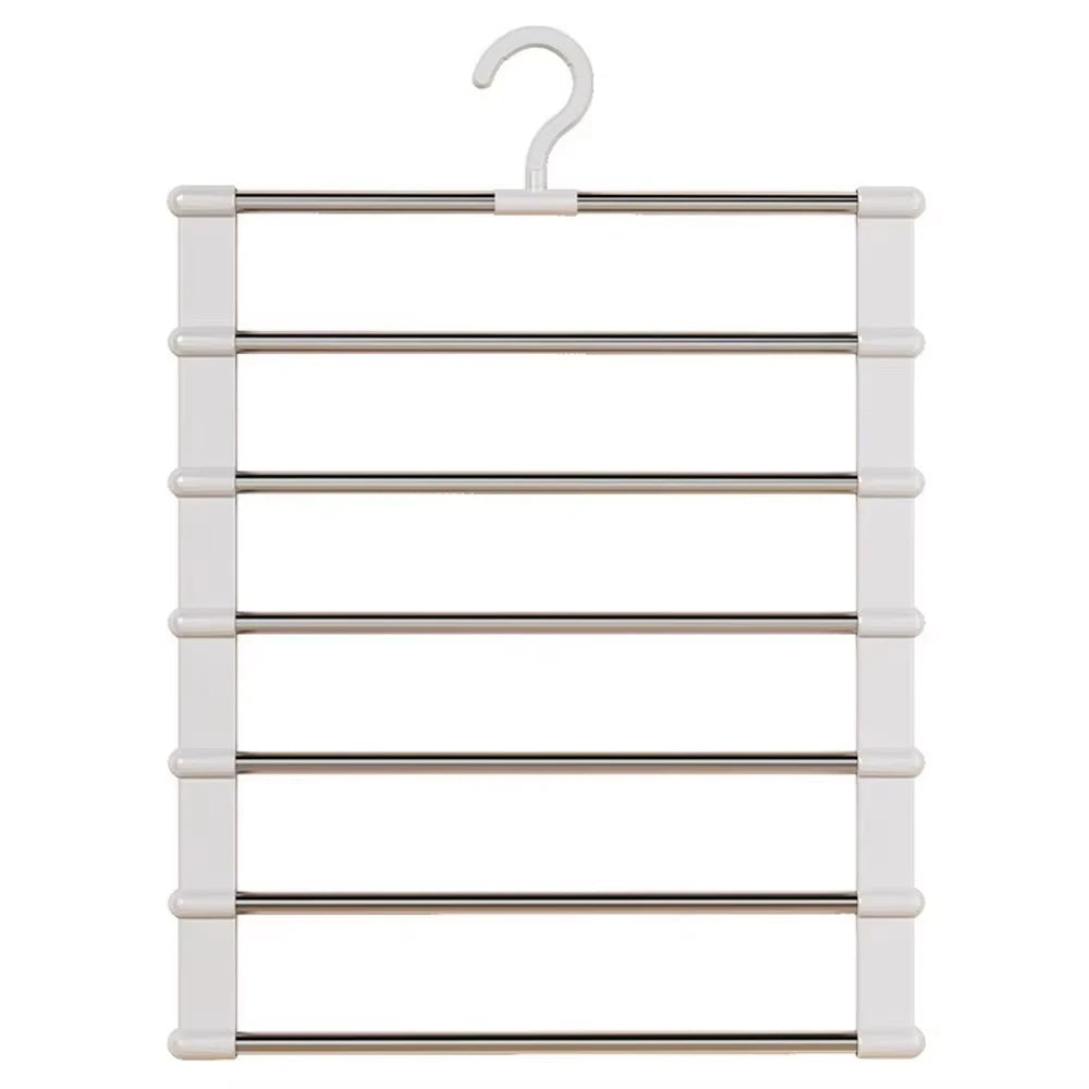 Purilite Select Multi-Layer Pants Hanger Space Saving Closet Organizer Foldable Trousers Rack with Non Slip Clips for Wardrobe Storage