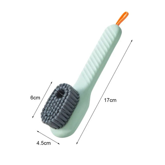 Purilite Select Multifunction Cleaning Brush with Liquid Dispenser – Soft Bristle Long Handle Shoe and Clothes Cleaning Brush for Household Kitchen Bathroom and Fabric Care - PuriLite