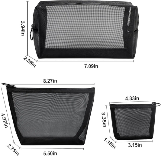 Purilite Select 3-Pack Mesh Cosmetic Bag Set