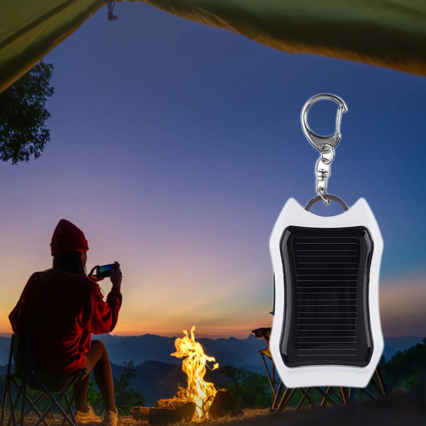 Keychain Cell Phone Backup Power Bank Universal Solar 950mAH Pocket Chargers with 3 LED Light Charging Equipment for Most Device
