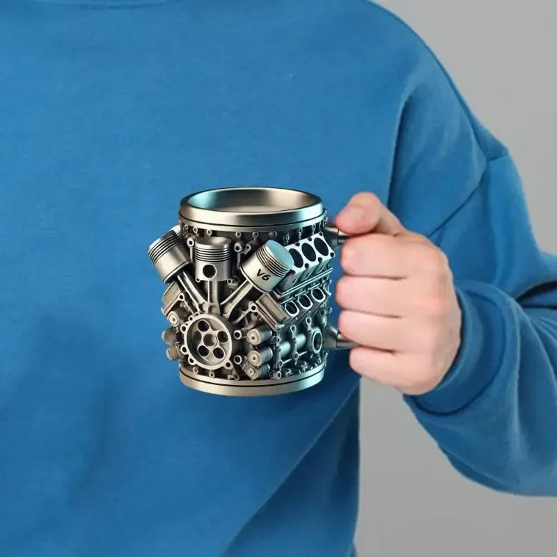 Purilite Select – Handmade V8 Engine-Themed Mug (Resin, Large Capacity, 301–400ml)