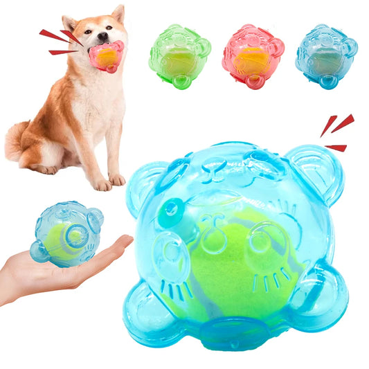 Purilite Select Durable Dog Chew Toy – Cute Bear Head Squeaky Puppy Toy - Teeth-Cleaning Rubber Toy for Small and Large Dogs