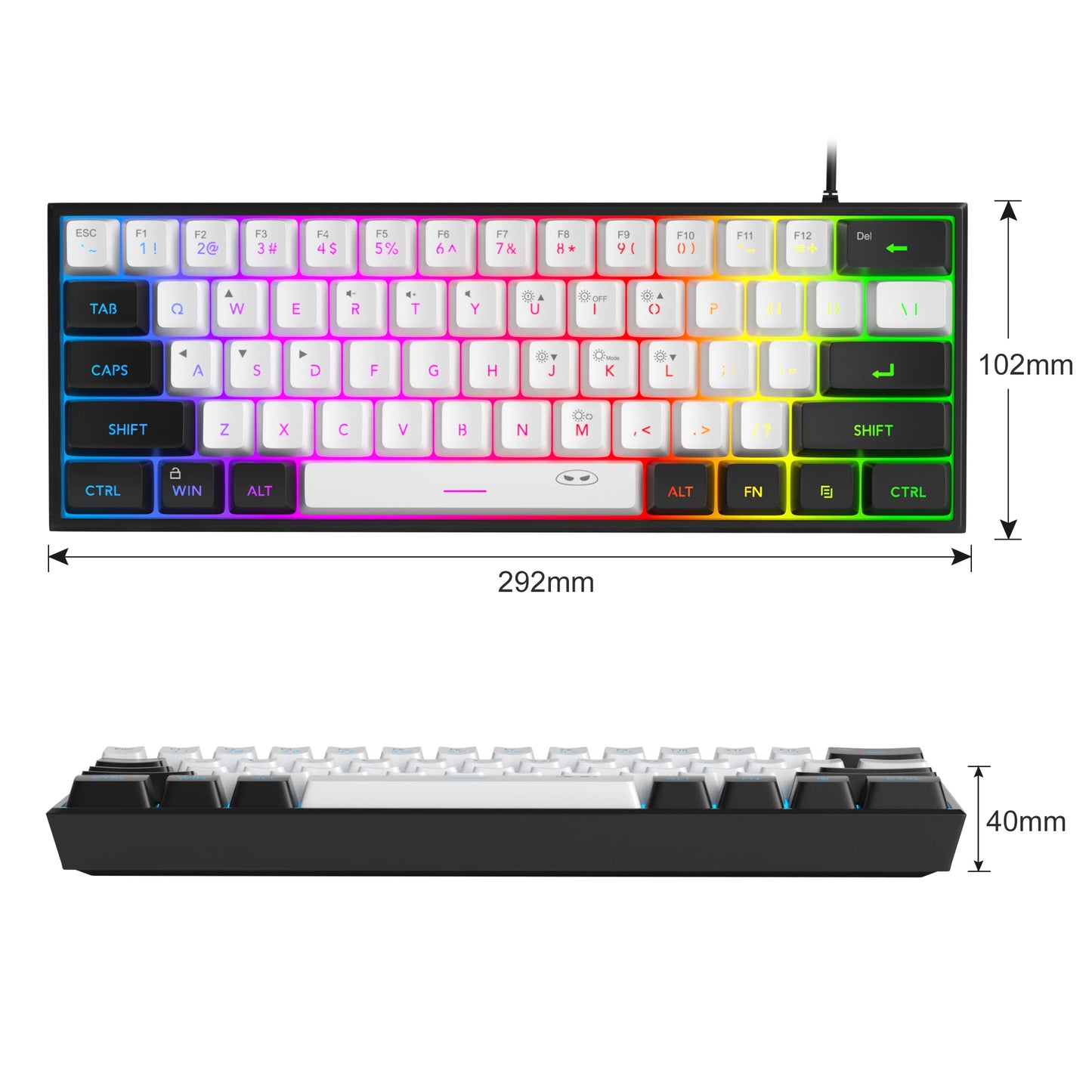 Purilite Select TS91 60% Compact RGB Backlit Wired Keyboard