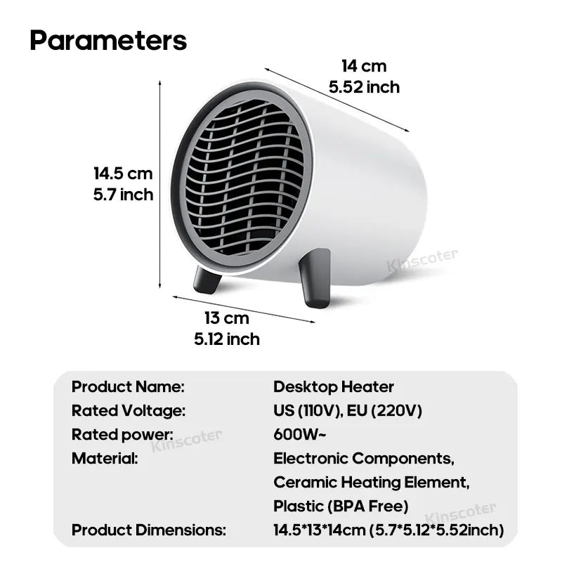 Purilite Select 600W Portable Desktop Electric Heater – Compact Heat, Instant Comfort