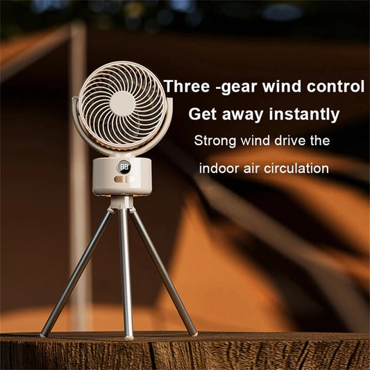 Purilite Select – 3600mAh Rechargeable Camping Fan with Tripod & Auto Head-Shaking