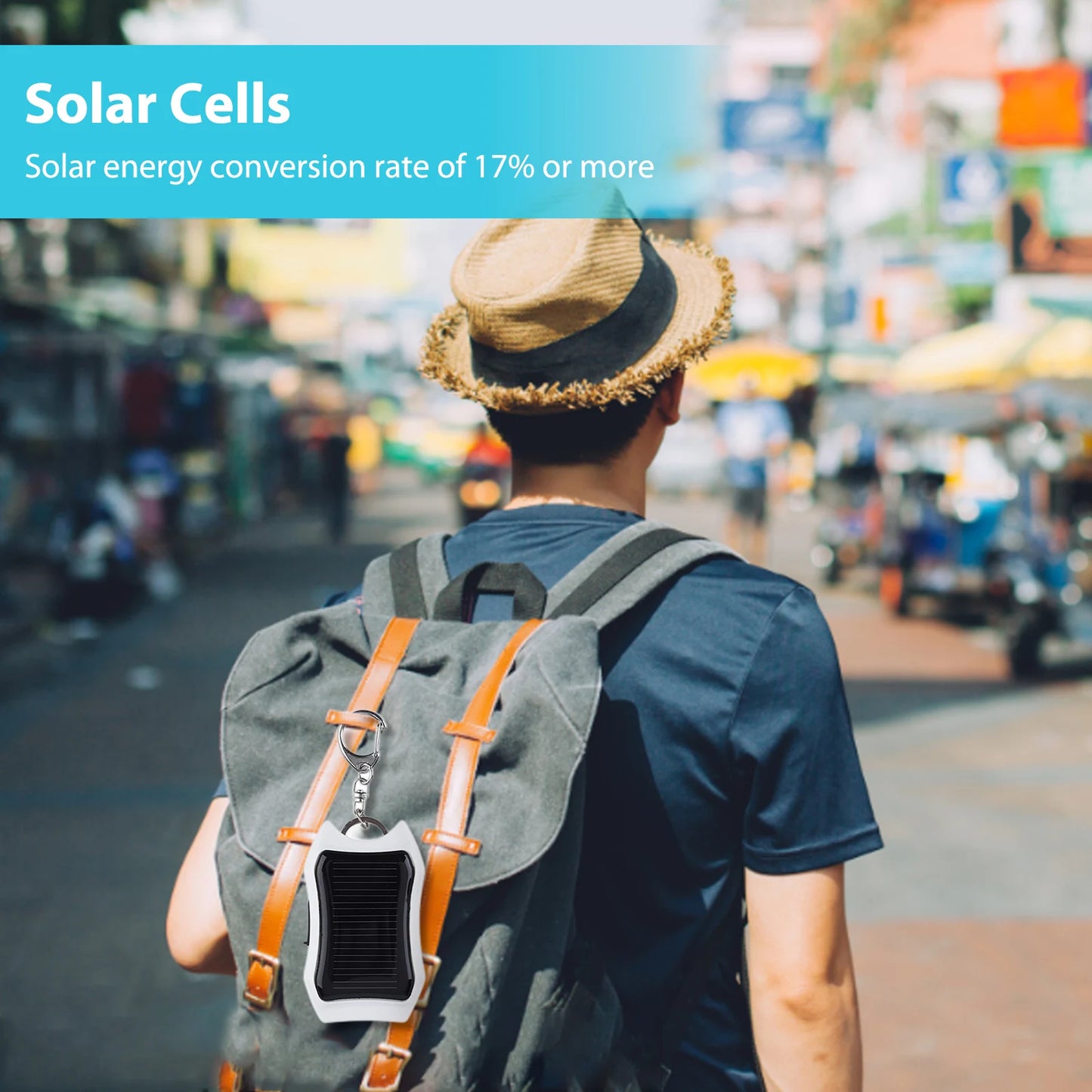 Keychain Cell Phone Backup Power Bank Universal Solar 950mAH Pocket Chargers with 3 LED Light Charging Equipment for Most Device