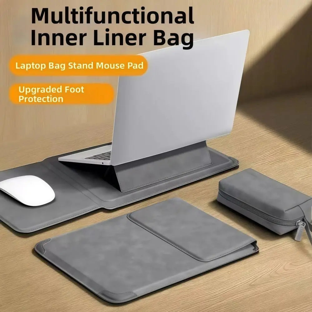 Purilite Select | 3-in-1 Laptop Stand Bag | Waterproof PU Leather Laptop Sleeve Case | Shockproof Notebook Cover with Built-In Stand | 13–16 Inch Laptop Bag for Men & Women