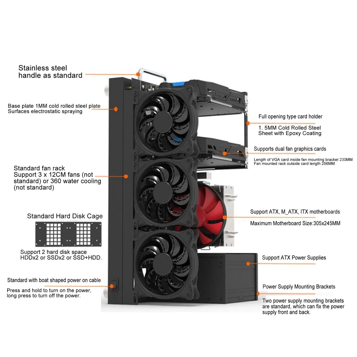 Purilite Select DIY Open Computer Case Bracket (ATX/M-ATX/ITX Compatible)