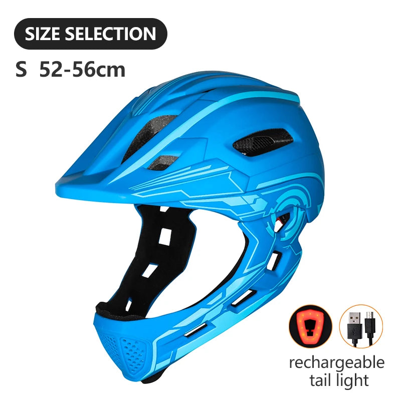 🛡️ Kids Full-Face Detachable Safety Helmet with Rear Light