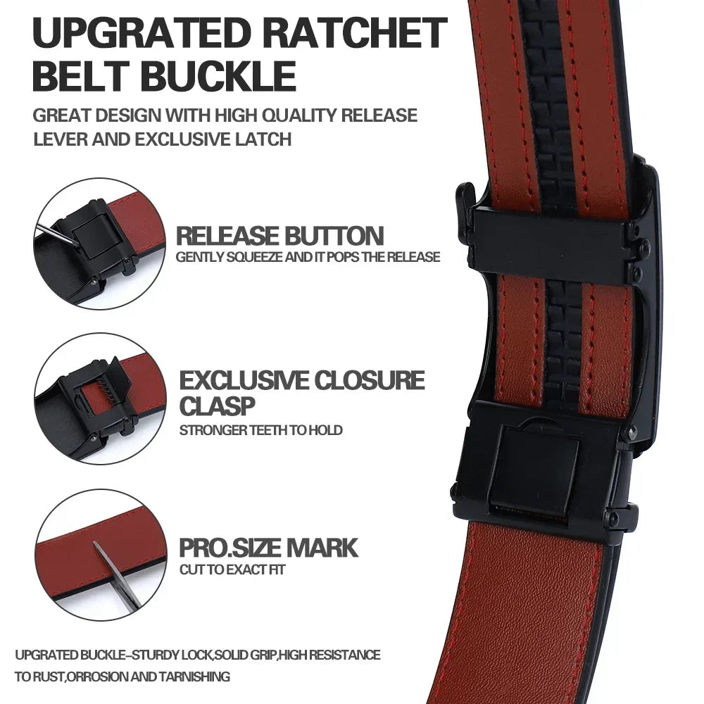 Purilite Select Men’s Genuine Leather Belt with Automatic Metal Buckle