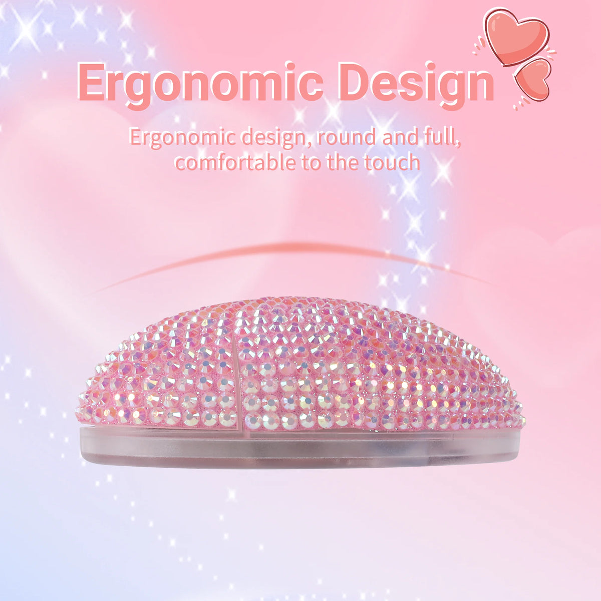 Purilite Select | Wireless Pink Dual-Mode Diamond Heart Mouse | Type-C Rechargeable Bluetooth Optical Ergonomic Mouse | Cute Mini Heart-Shaped Laptop Mouse for Girls - PuriLite