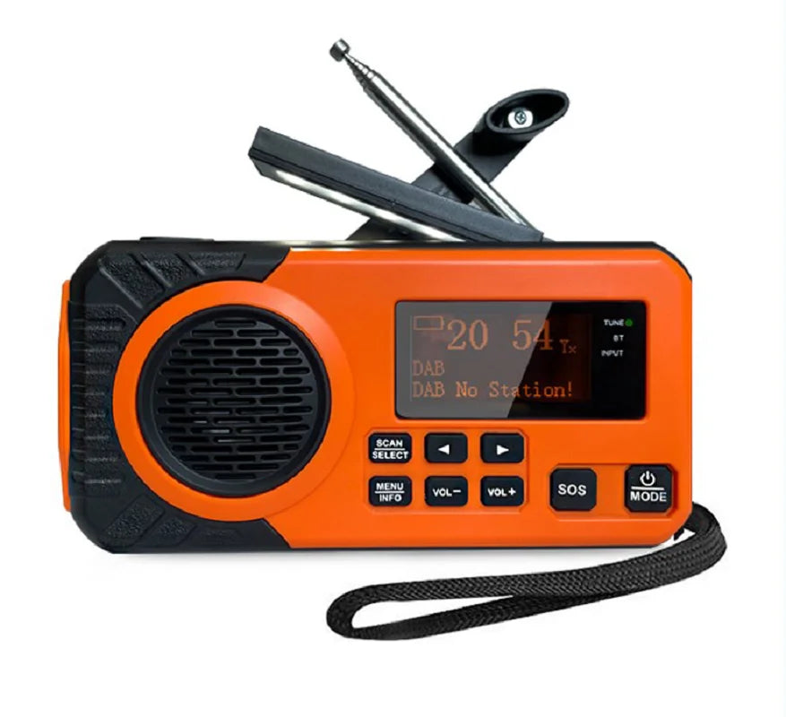 DAB+ Portable Hand Crank Radio Emergency Radio Solar  Emergency Radio with BT FM SOS Alarm 5000 mAh  Power Bank and reading lamp