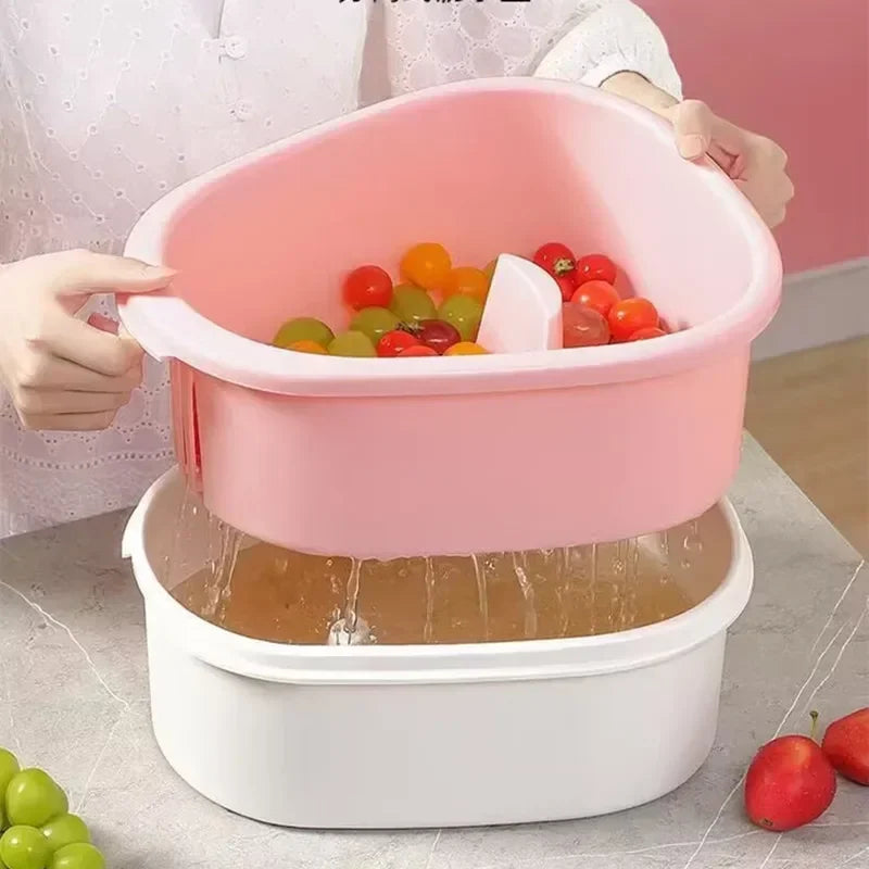 Purilite Select 720° Rotating Fruit & Vegetable Washing Bowl with Drain Basket Cover – Multi-Function Kitchen Cleaning Basin for Produce Washing and Draining