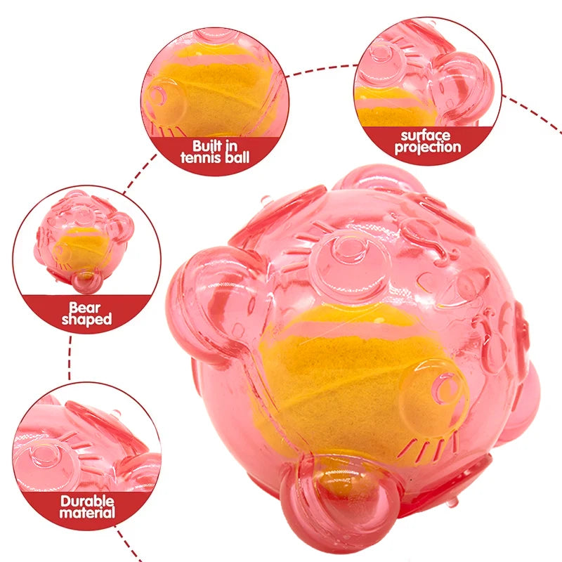 Purilite Select Durable Dog Chew Toy – Cute Bear Head Squeaky Puppy Toy - Teeth-Cleaning Rubber Toy for Small and Large Dogs