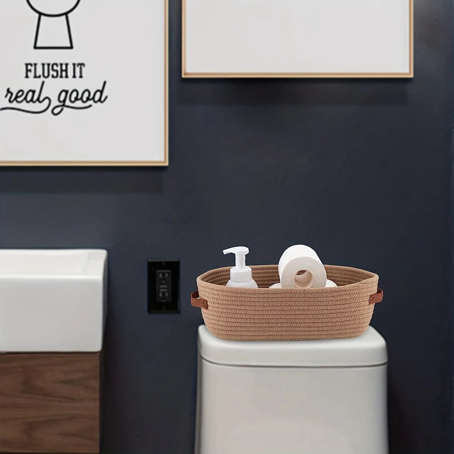 Purilite Select Oval Woven Bathroom Storage Basket