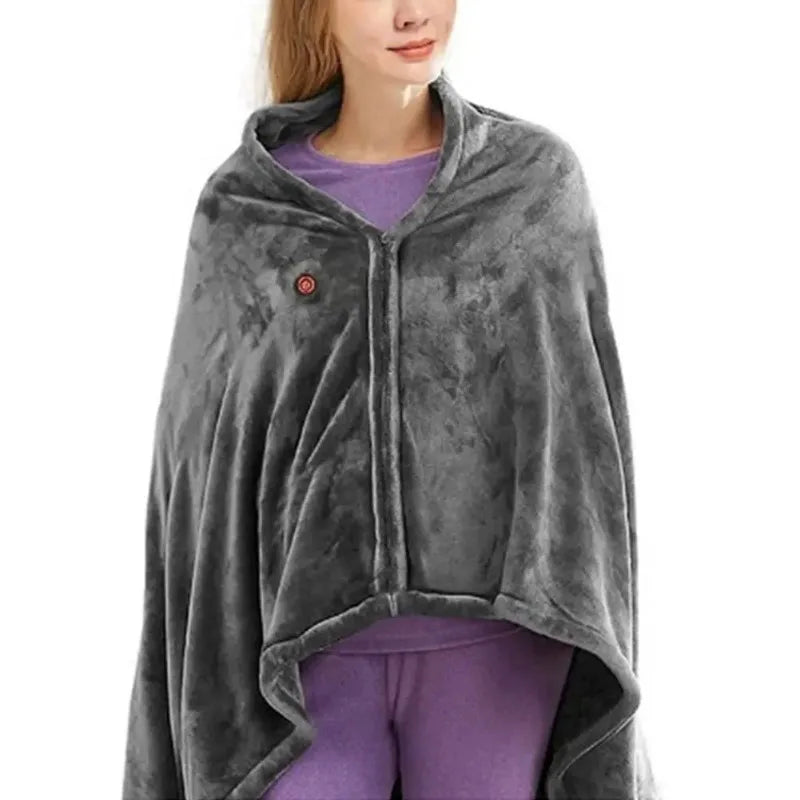 USB Electric Heated Blanket 9 Heated Areas Fast Heating Shawl 3 Heating Level Coral Fleece Heated Blanket Shawl for Outdoor Home