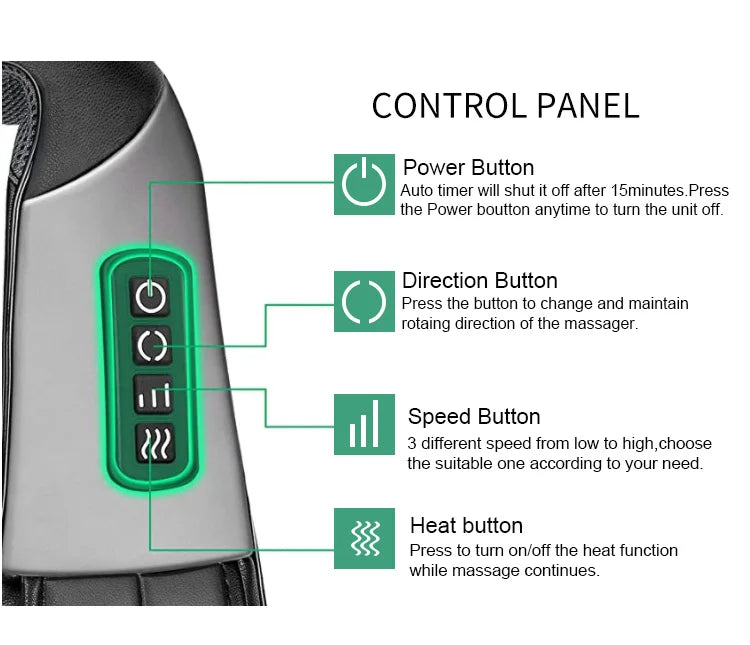 Purilite Select Deluxe 3D Electrical Shiatsu Heat Massager for Neck Pain Relief & Relaxation