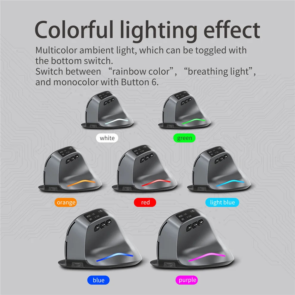 🖱️ Purilite Select Bluetooth Vertical Wireless Mouse with OLED Screen & RGB Lighting