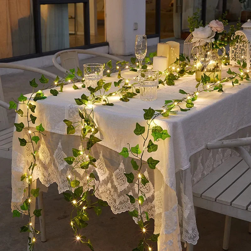 Purilite Select Flower Green Leaf String Lights – Artificial Vine Fairy Lights | Battery Powered Garland for Christmas, Weddings & Home Decor