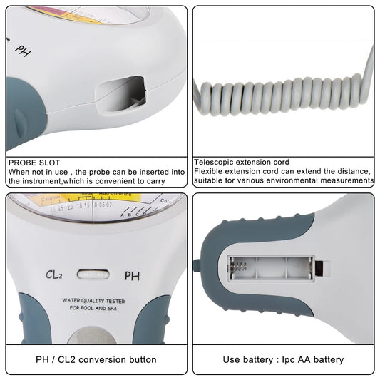 Purilite Select 2-in-1 Pool & Spa Water Quality Tester pH & Chlorine Meter (PC-102)