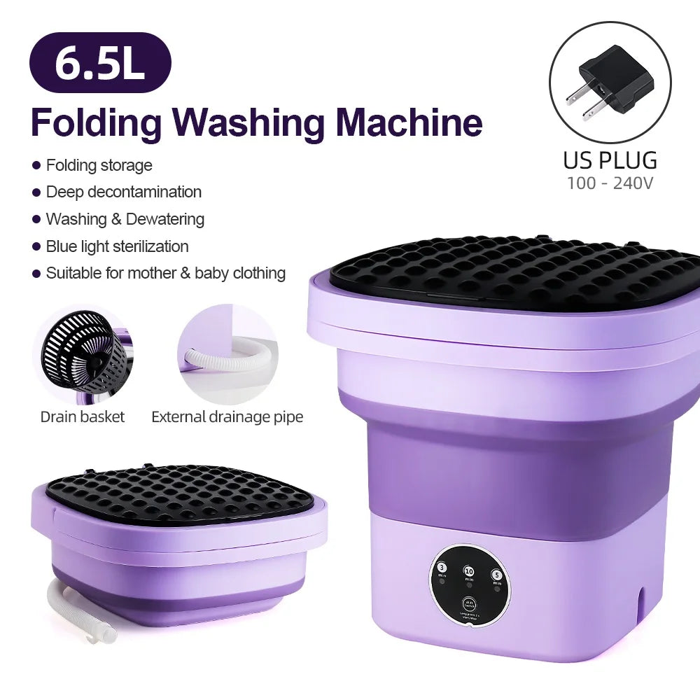 Purilite 6.5L Small Folding Washing Machine Portable Washing Machine