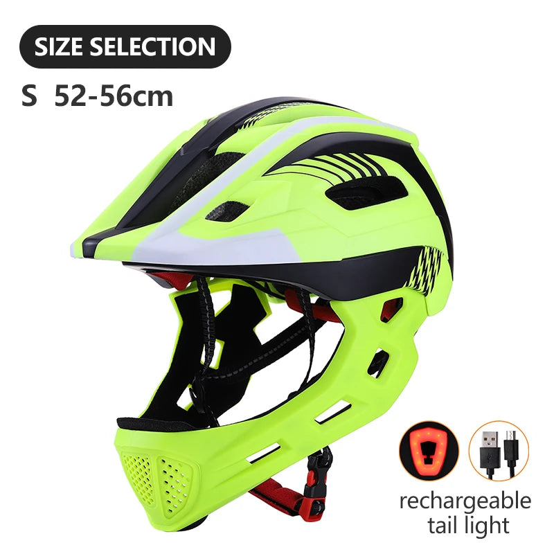 🛡️ Kids Full-Face Detachable Safety Helmet with Rear Light