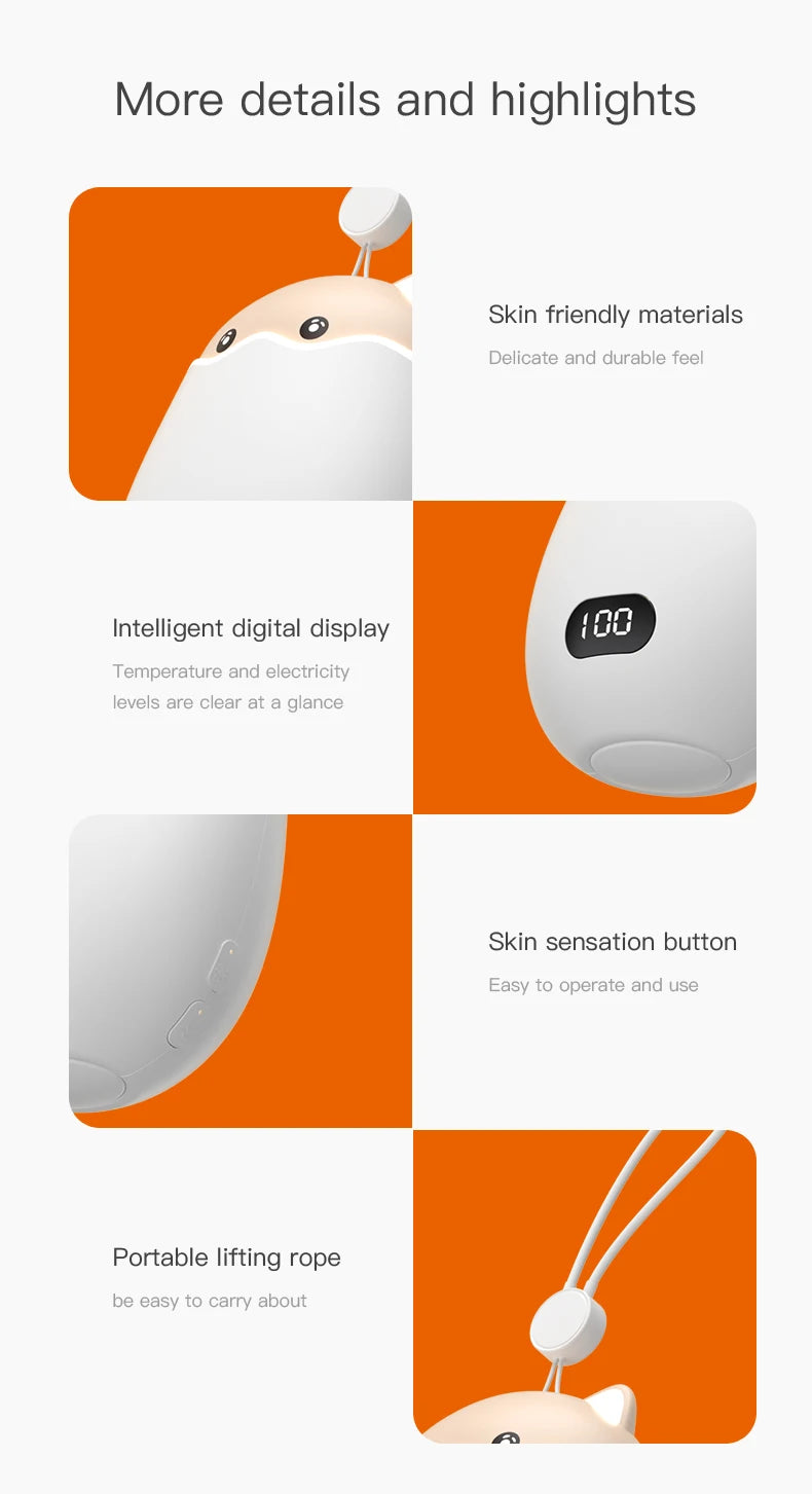 Purilite Select 2-in-1 Rechargeable Hand Warmer & Power Bank – Cute Cat Design with Digital Display | 3000mAh