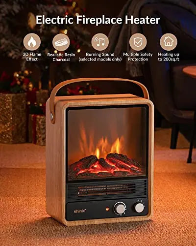 Purilite Select Electric Fireplace Heater – Mini Radiator Room Warmer with Flame Effect
