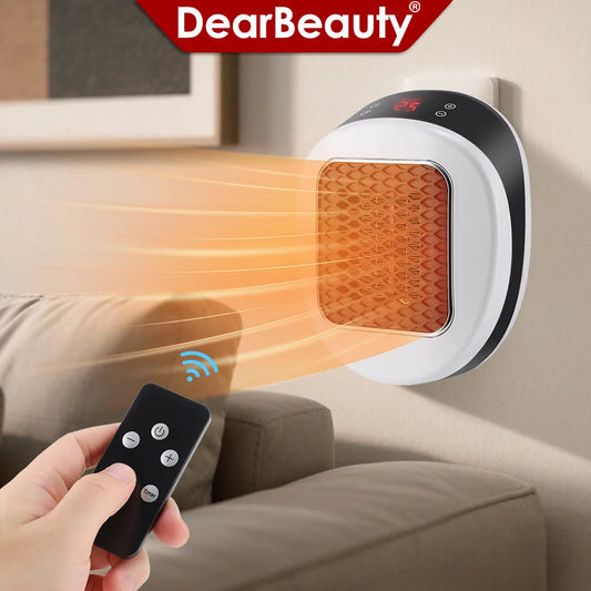 600W Portable Electric Heater EU Small Bathroom Fast Heating Fans Bedroom Heater Home Use Warming Device with Remote Control