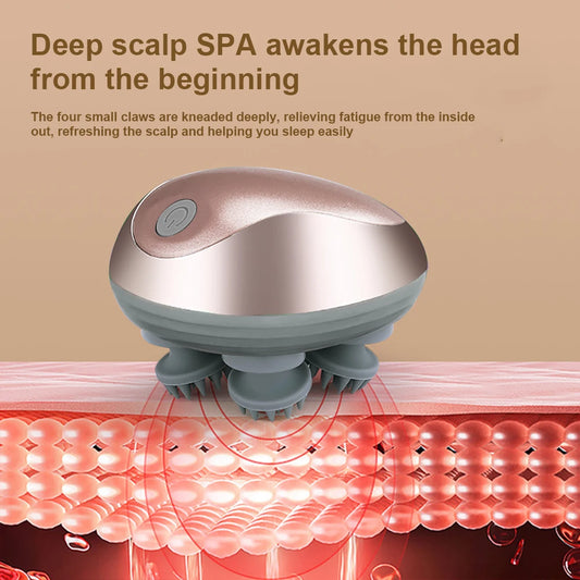 Mini Head Massage Machine Silicone Scalp Magnetic Suction Charging Silicone Shoulder Multifunctional Kneading Vibration Head Spa - PuriLite