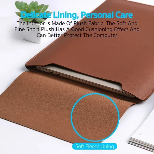 Purilite Select PU Leather Laptop Sleeve (No Zipper, Dual-Purpose)