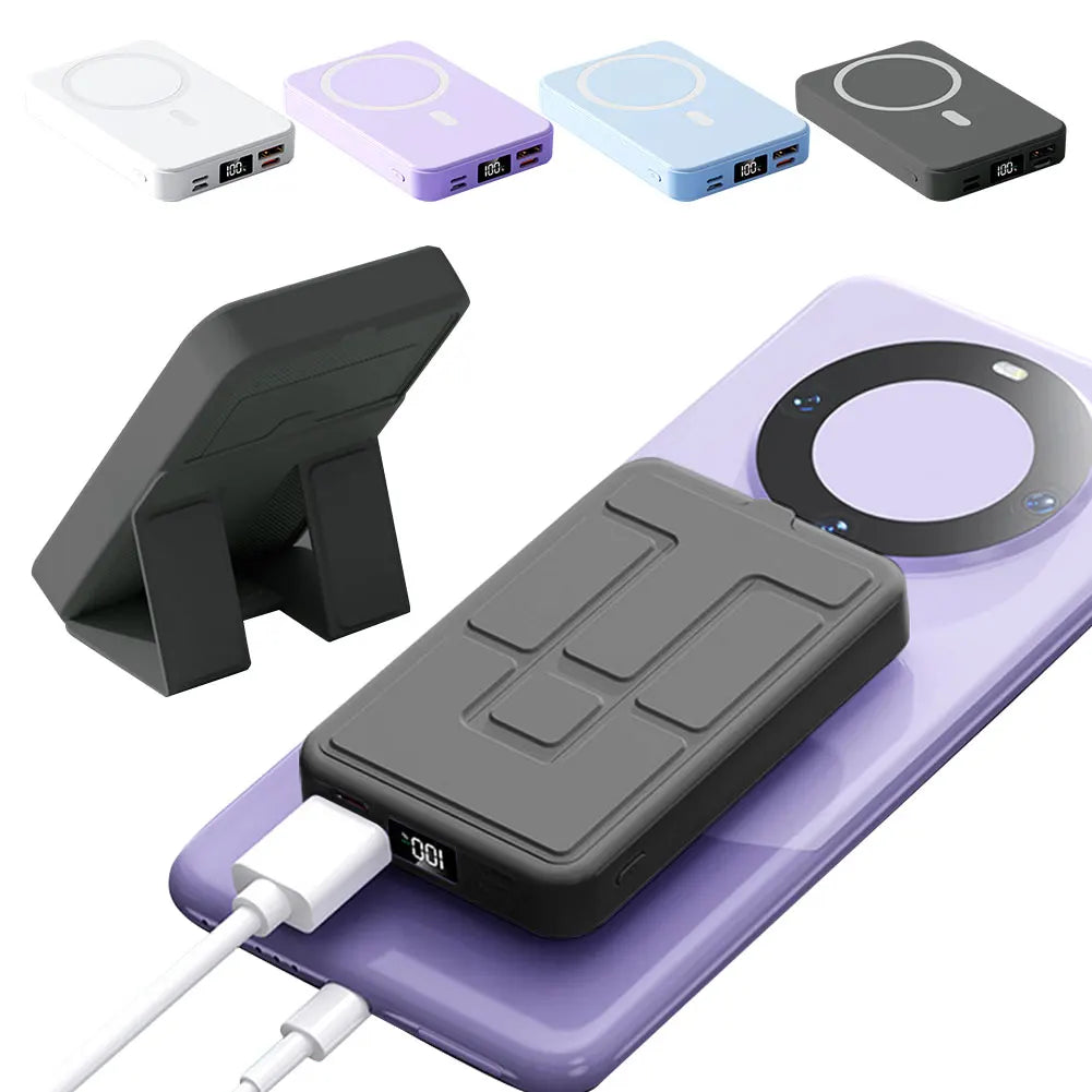 for MagSafe Magnetic Wireless Charger 10000mAh Powerbank with Folding Stand Fast Charging Mobile Power Bank for iPhone Android