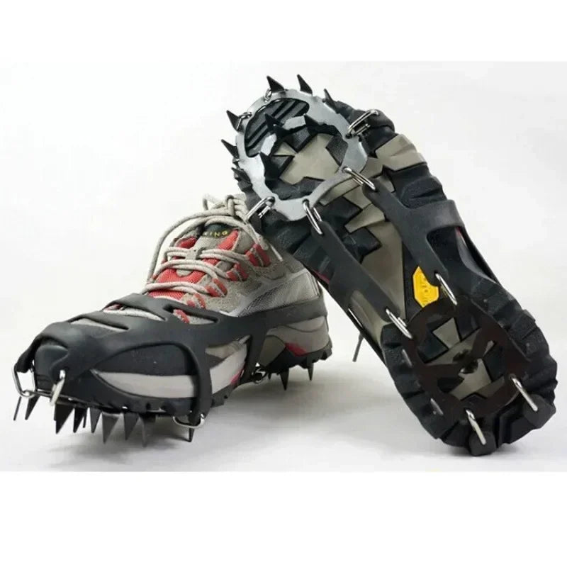 Purilite Select Ice & Snow Climbing Crampons – 18-Stud Anti-Skid Spike Grip – Steel Shoe Covers for Winter Hiking, Walking, Camping & Mountaineering - PuriLite