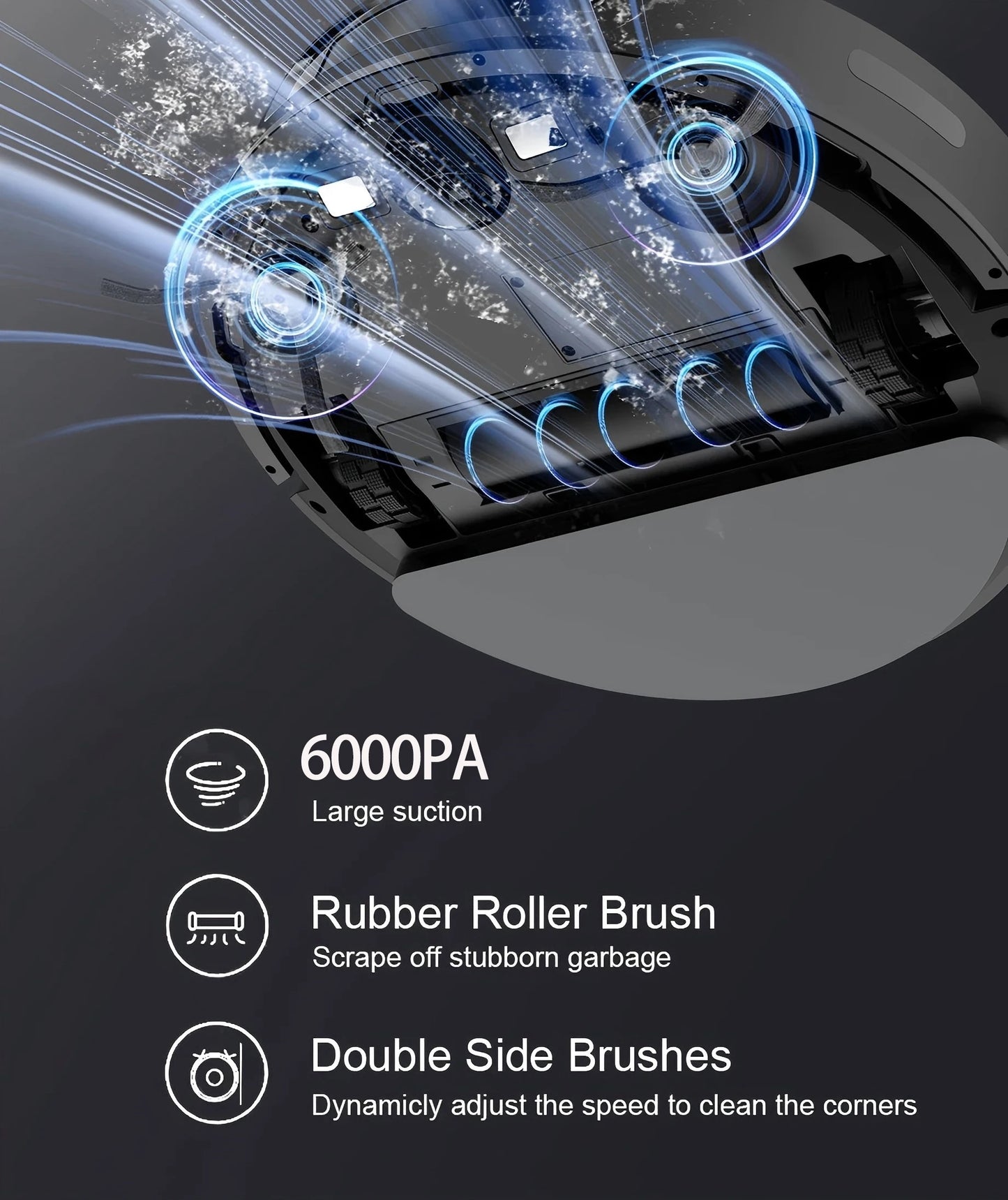 Purilite Select V6 Robot Vacuum Cleaner & Mop Combo 6000PA Suction WiFi/Voice Control Auto-Recharge Pet Hair Cleaning - PuriLite