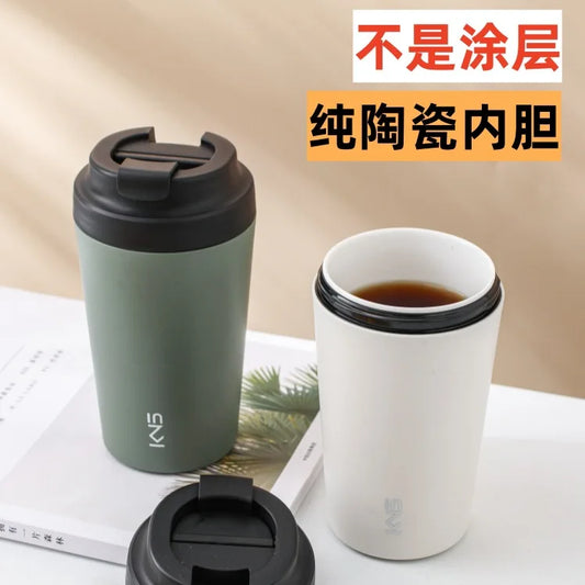 Purilite Select – 380ML Ceramic Coffee Mug with Lid (Modern Minimalist Style)