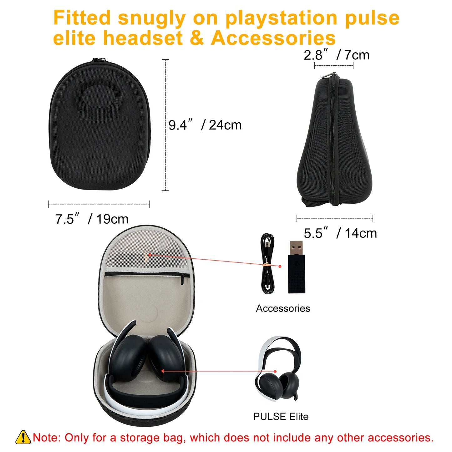 Purilite Select Hard Carrying Case for PlayStation 5 PS PULSE Elite Wireless Headset