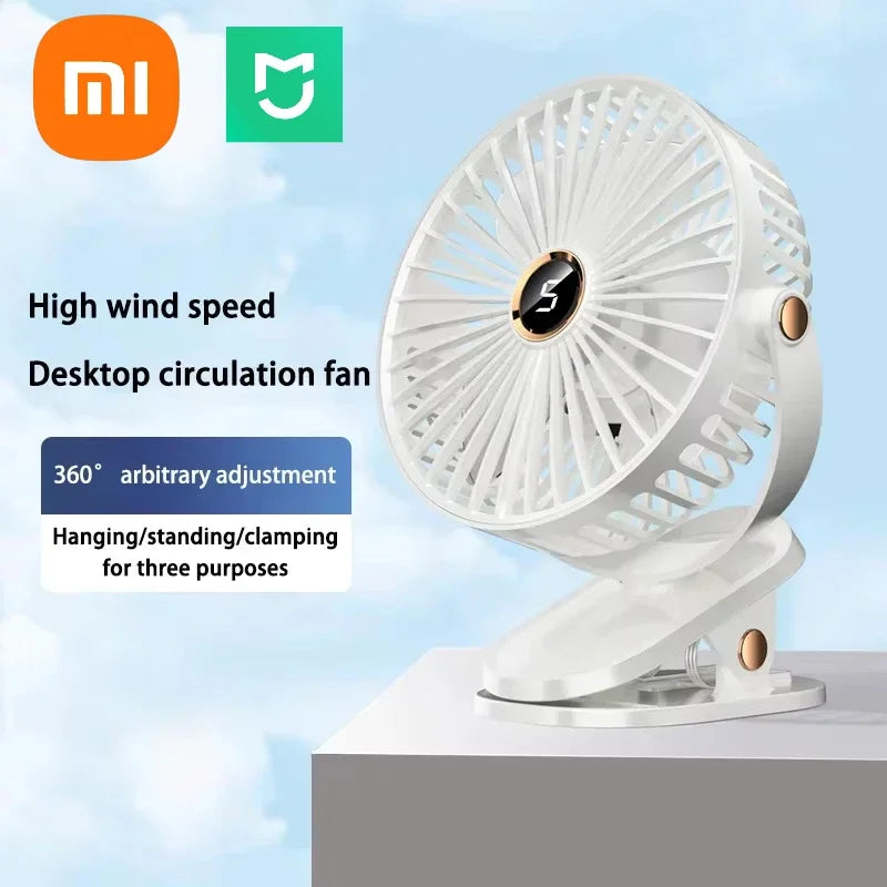 Xiaomi 8000mAh Clip Electric Fan 5 Speed Quiet Rechargeable Desktop Portable Air Circulator Wireless Fan With LED Light Camping