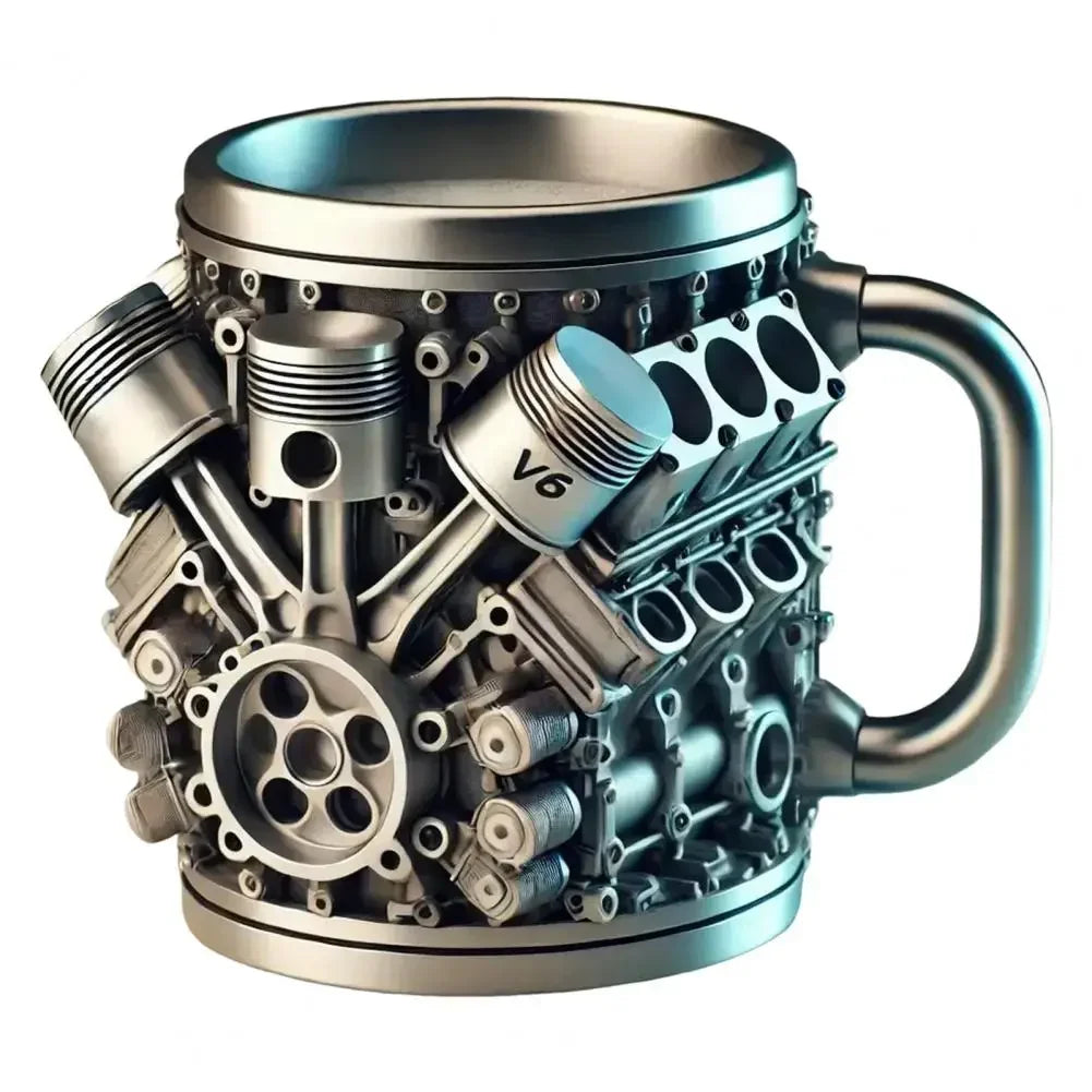 Purilite Select – Handmade V8 Engine-Themed Mug (Resin, Large Capacity, 301–400ml)