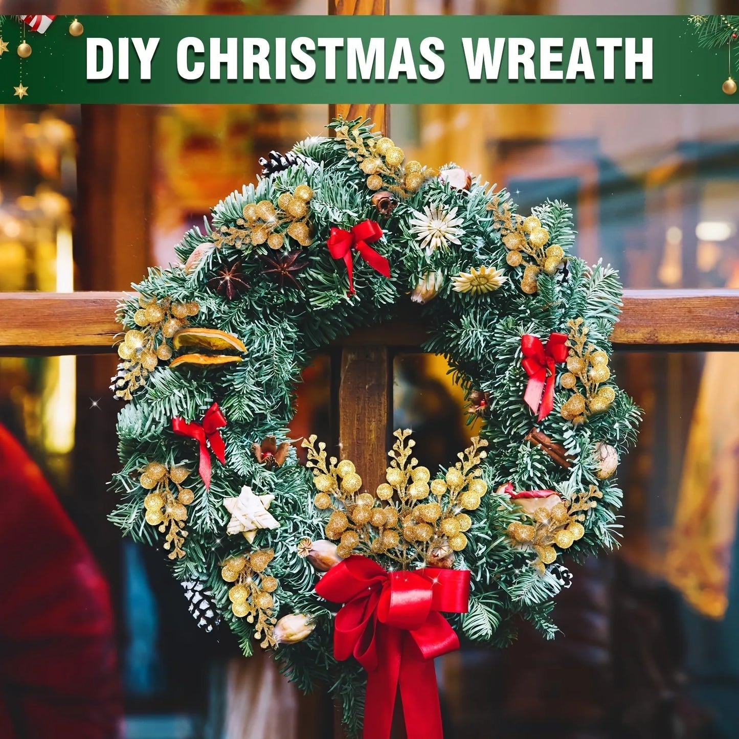 Purilite Select Glitter Artificial Flower & Berry Bouquet – 8/15 Pcs Christmas Decoration Set | Festive Xmas Tree Ornaments & Home Décor Accessory for New Year 2025