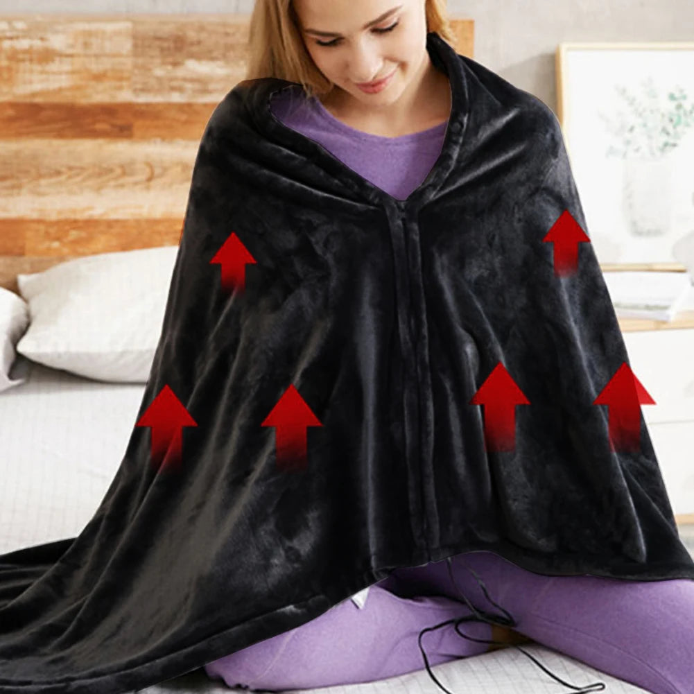 USB Electric Heating Blanket 3 Heating Level Wearable Heated Poncho Throw Blanket 9 Heated Areas Body Warmer Blanket or Office