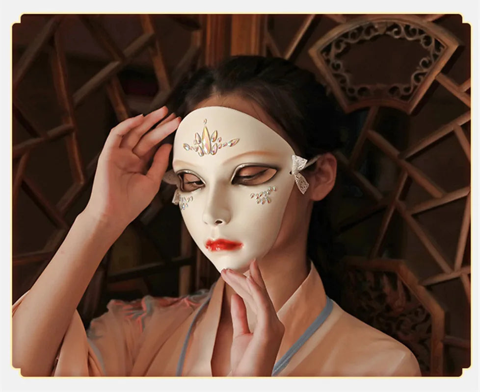Purilite Select Chinese Style Princess Resin Mask with Diamond Detail Elegant Masquerade & Performance Wear