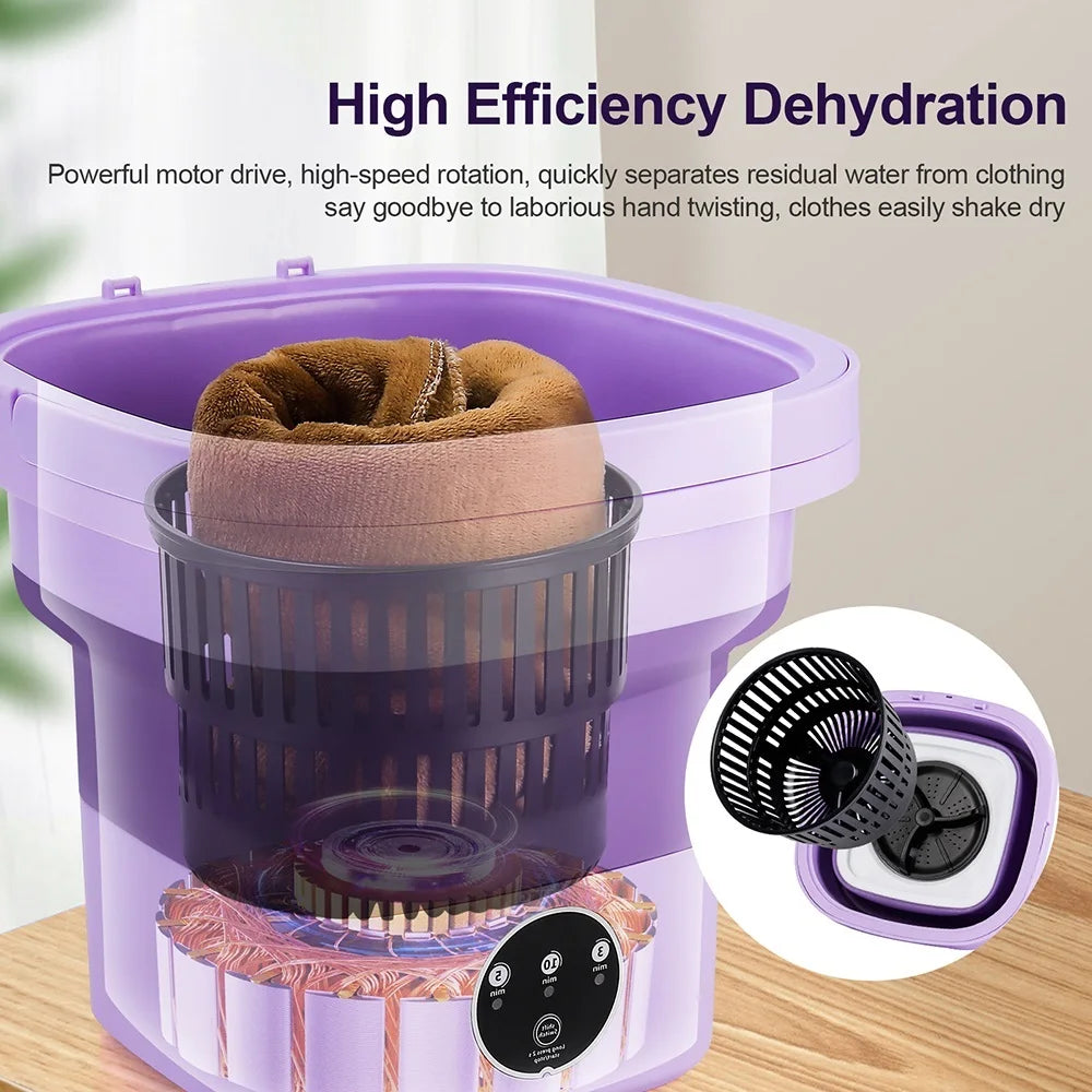Purilite 6.5L Small Folding Washing Machine Portable Washing Machine