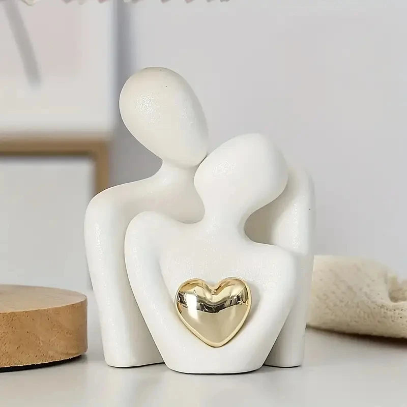 Purilite Select Romantic Love Embrace Statue – Modern Couple Ornament | Elegant Home Décor & Valentine’s Day Gift