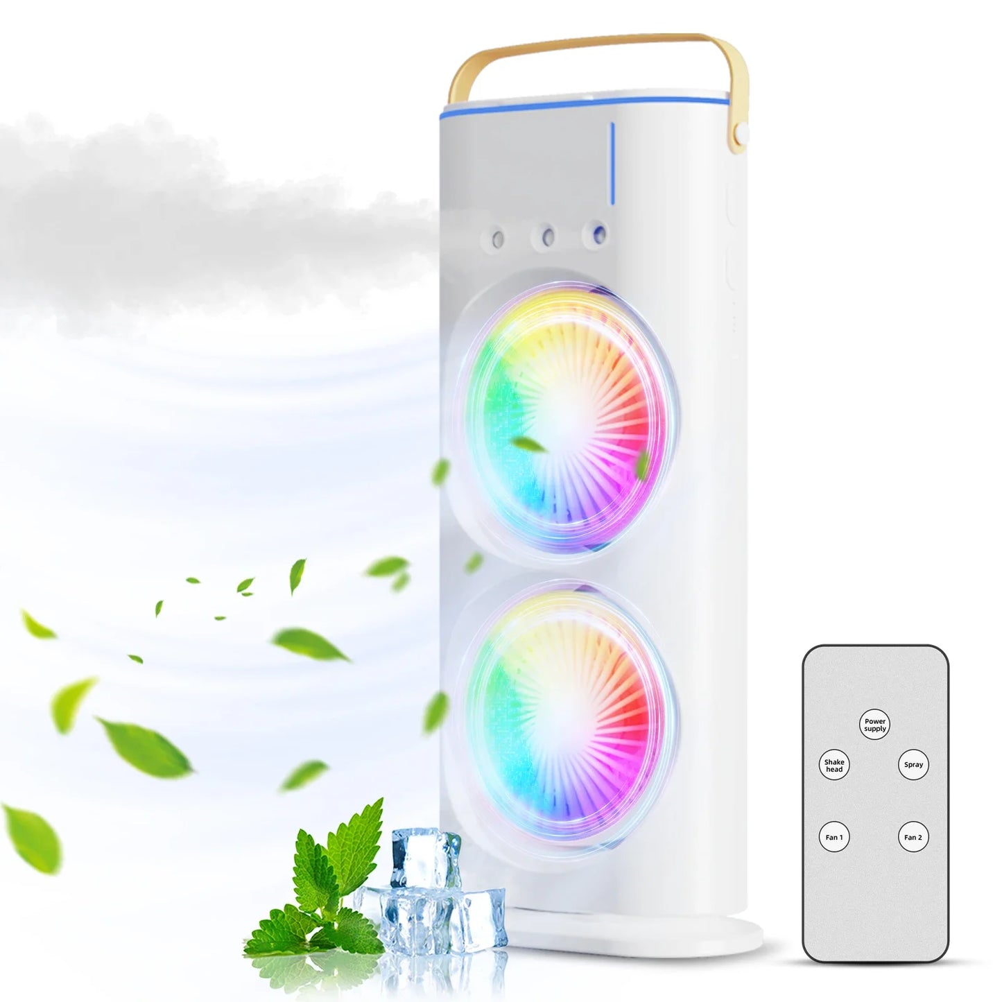 Purilite Select™ Dual‑Head USB Rechargeable Misting Tower Fan