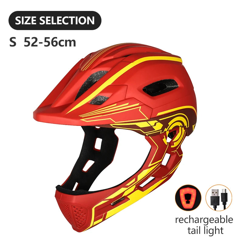 🛡️ Kids Full-Face Detachable Safety Helmet with Rear Light