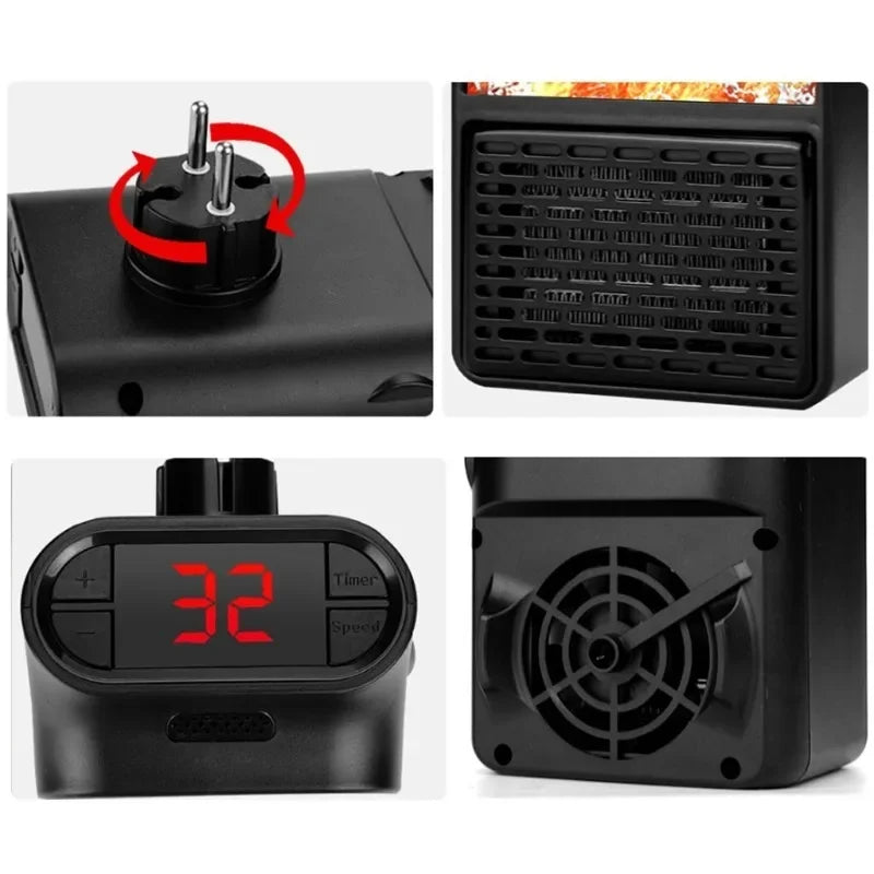 Purilite Select Portable 3D Flame Space Heater – Wall-Mounted Electric Heater with Remote Control