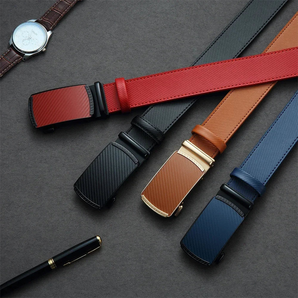 Purilite Select Men’s Genuine Leather Belt with Automatic Metal Buckle