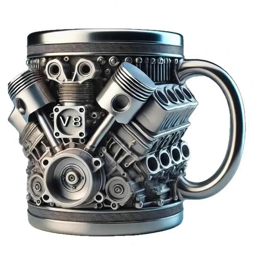 Purilite Select – Handmade V8 Engine-Themed Mug (Resin, Large Capacity, 301–400ml)