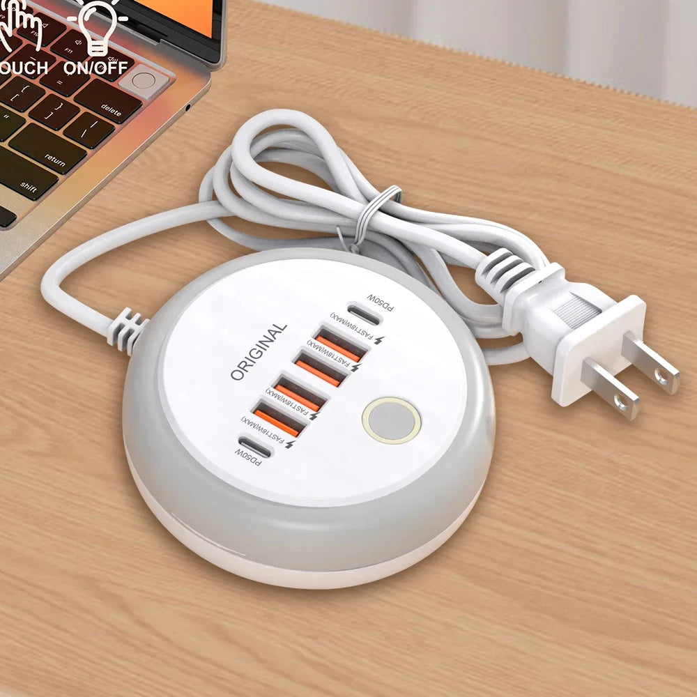 50W Power Strip Multi Port USB C Socket Type C Fast Charging Wall Charger USB Adapter For iPhone12 13 Quick Mobile Phone Charger - PuriLite