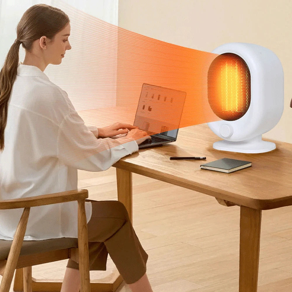 Desktop heater 3-second hot tilt power-off protection, silent timed home bedroom office mini heater